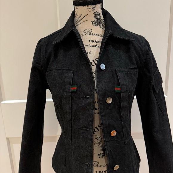 ❌SOLD❌GUCCI Authentic Denim Jean Black Jacket Size Small | 9901566💚 - Picture 7 of 17